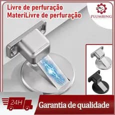 Kit   Prendedor de Porta Magnético Slim Cromado
