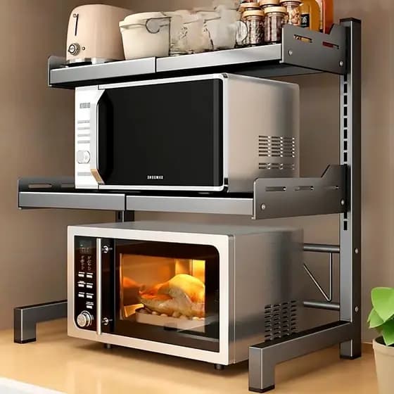 Rack Suporte Para Microondas Ajustável Prateleira Organizador de Cozinha organizadores de prateleira