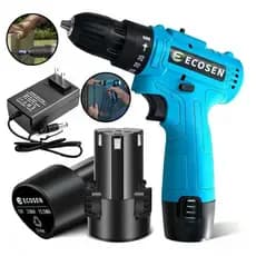 12V Parafusadeira Furadeira Tipo 3/8 Sem Fio 2x Baterias 12v 2.0 Ah Bivolt Frequência 50/60hz 2 Funções ECOSEN