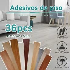 Kit 36PC/5m² Piso Adesivo Vinilico Madeira Moderno Com Cola Antiderrapante Lavável 91,4cm x15,2cm