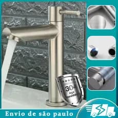 Torneira banheiro lavabo luxo aço inox  prata  misturador agua torneiras de inox