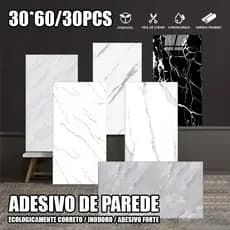 Kit 10/20/30PC Placas Adesivos Mármore Parede Autocolante 3D Porcelanato 30CM X 60CM