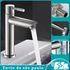 Torneira banheiro Moderna Metal Inox Lavabo Cuba 1/2 Cromada  Luxo