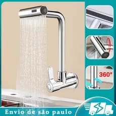 360° rotativo torneira da cozinha cascata 3 função alta pressão bocal para parede