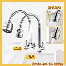 Torneira Gourmet de Parede  aço  Torneira Cozinha Gourmet de Bancada Monocomando Com Spray Flexível Misturador Vários