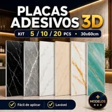 Kit 5/10/20 Painel Placa Vinílico Adesivo Autocolante Mármore Madeira 30 x 60cm