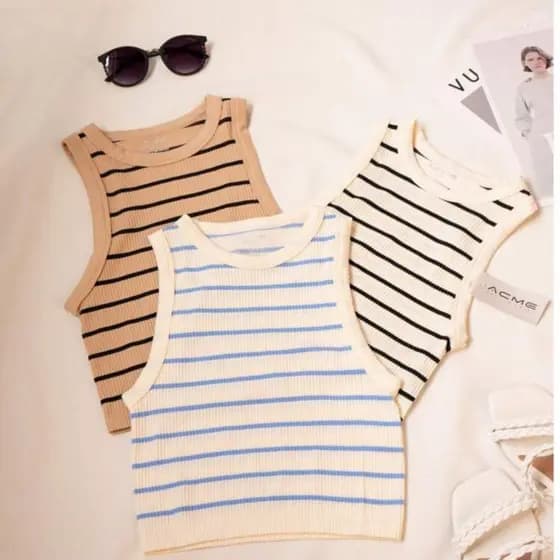 Regatas Feminina Canelado Ribana Prémio Blusa Básica Camiseta Moderna Casual Tendência