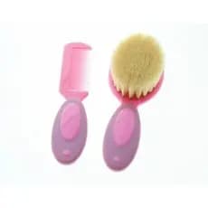 Kit Escova e Pente de Cabelo Bebê Ibimboo - Cerdas Macias Rosa