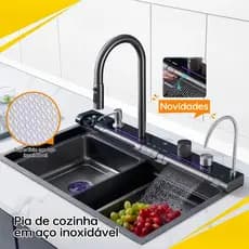 Cuba De Luxo Cascata Gourmet Premium 75*45 *22CM com teclas de piano e pia multifuncional para estação