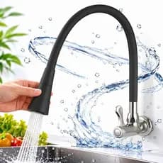 torneira cozinha parede preta flexível Duplo Jato Cone 1/4 de Volta