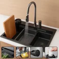 Cuba Completa Inox Preta Cozinha + Torneira - Profissional
