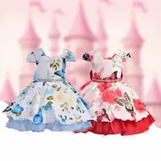 Vestido Infantil Jardim Encantado Estilo Borboleta Delicado Rodado Com Laço Festa Menina Luxo