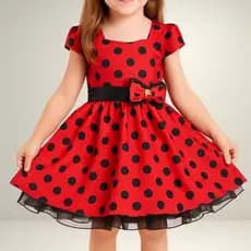 Vestido Infantil Vermelho Bolinha Poá Festa Temático Minnie Rodado Com Faixa Laço Luxo Menina