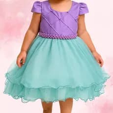 Vestido Infantil Laço Grande Tule Rodado Festa Aniversário Ajuste Elástico