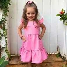Vestido Infantil Modelo Três Marias Bom Babados Fresco Verão Curto Casual