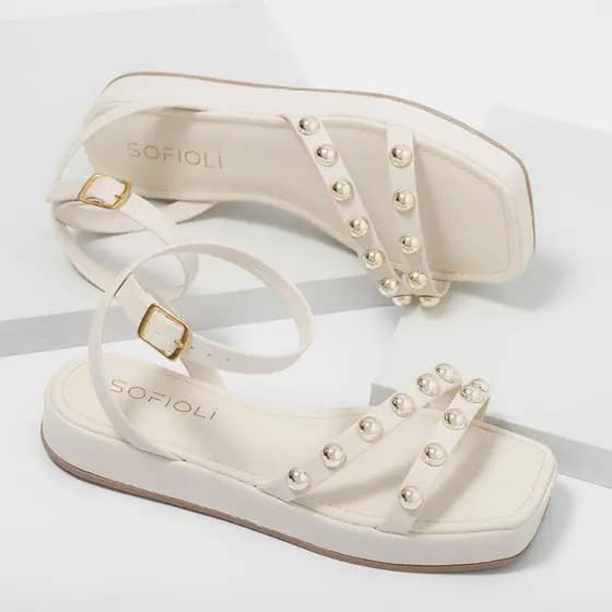 Sandália Feminina Flatform Rasteira Flat Delicada Moda Conforto Macia Leve Brilho Original Sofiolí