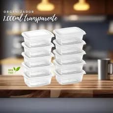 Marmita Fitness 1 litro Potes Lavável BPA Free Microondas, Freezer Organizadores Grandes - 6, 12, 24