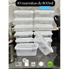 Kit 10 Marmita Potes 800ml com Travas Laterais BPA FREE - Alimentos organizadores de congelador