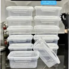 Kit 10 Marmita Potes 1000 ml com Travas Laterais BPA FREE - Alimentos organizadores de congelador