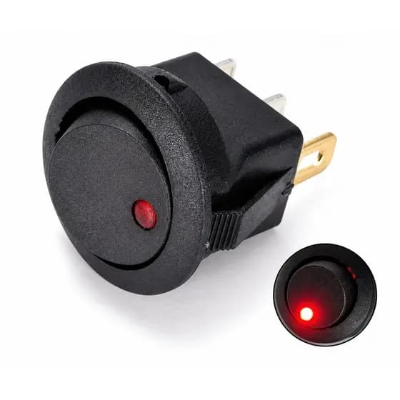 Botão Interruptor Redondo Liga/Desliga 12V com LED Indicador