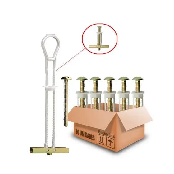 Bucha Gesso Drywall Sforbolt C/ Parafuso 3/16 - 10pcs C/ Nfe
