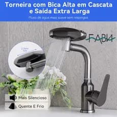 Torneira de Banheiro Lavatório de Bancada Com Misturador Monocomando Linha Luxo