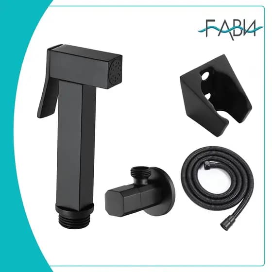 Ducha Higienica Preto Fosco Quadrada Lavabo Luxo 4 pc