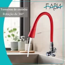 torneira cozinha parede vermelho flexível Duplo Jato Cone 1/4 de Volta FABN
