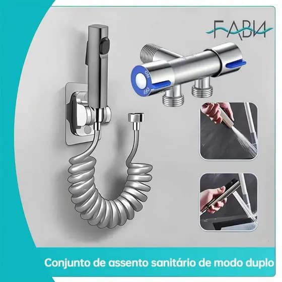 Banheiro Ducha Higiênica Metal Preta 1/2" Com Registro De Pulverizador