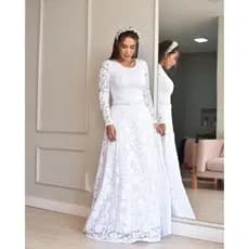 Vestido Longo Basico Noiva ,casamento Civil ,moda Evangelica Madrinha