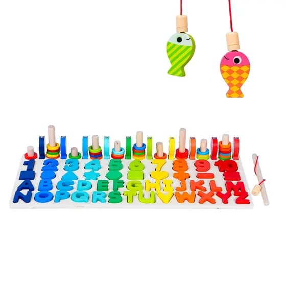 Brinquedo  Pedagógico Montessori 3d Letra Número com Pescaria Magnético