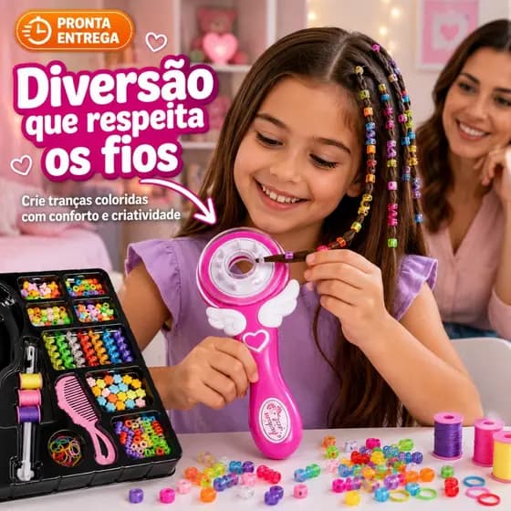 Brinquedo  De Fazer Trança Tererê Com 176 Acessórios Completo