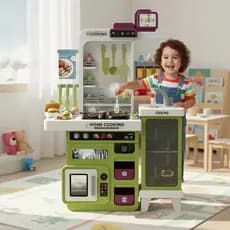 Cozinha Infantil Realista 68 Peças | Água e Vapor | Luz e Som | Presente