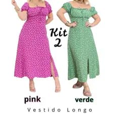 Vestido Feminino Midi com Manga Princesa com forro e Fenda na Frente Elegância - Moda Casual