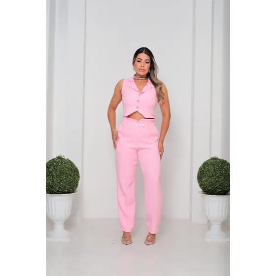 CONJUNTO FEMININO COLETE CALÇA  ALFAIATARIA ELEGANTE