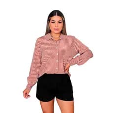 Camisa Listrada Manga Longa Feminina Casual ou Elegante