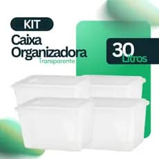 Caixas Organizadoras 30 Litros Transparente de Plástico Para Brinquedos Livros Roupas