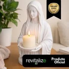 Imagem Escultura Nossa Senhora Virgem Maria Com Suporte Para Vela Led Decoração
