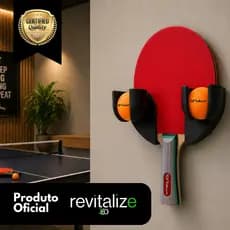 Suporte Parede Para Raquete Tênis de Mesa Ping Pong Duplo Universal - Compartimento Para Bolinhas