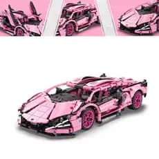 Supercarro Esportivo de Montar – Kit 1250 + Peças Rosa com Detalhes Realistas