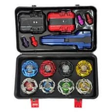 Kit 8 Piões de Batalha Com Lançador + Maleta De Transporte + Grip Pião