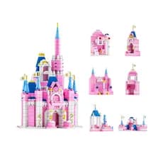 Castelo de Blocos Rosa e Azul – 1000 Peças 7 Módulos Personalizáveis – Presente Ideal para Crianças