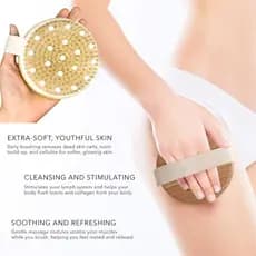 CSM Escova Corporal Escovação Seca Para Drenagem Linfática-Conjunto De Esfoliante De Cerdas De Javali Natural Com Facial