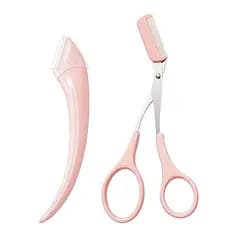 Kit De Corte De Sobrancelha , Tesoura E Navalha De Aço Inoxidável Com Pente , Ferramentas Profissionais De Preparação Pa