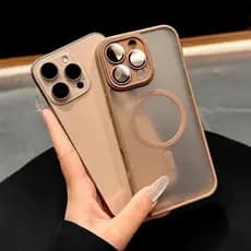 Novo Ouro Fino Fosco Magsafe Caso Para iPhone 16 14 12 13 15 Pro Max Armadura À Prova De Choque PC TPU Capa Plus Lente F