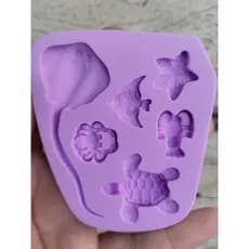 Molde Silicone Fundo Do Mar Arraia Tartaruga Carangueijo Estrela Peixe Estrela Lagosta