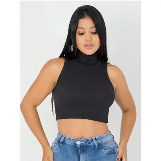 Cropped, top, regata, blusa. Cropped gola alta