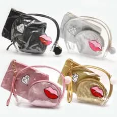 KIT 3 Necessaire Porta maquiagem - Impermeável Glitter, Transparente com Brilho