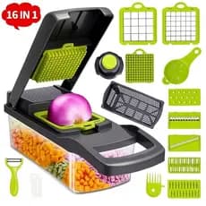 Fatiador e Cortador de Legumes 16 em 1 em Aço Inox | Ralador Multifuncional para Cozinha