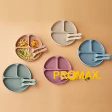 KIT Prato de Silicone de Grau Alimentício Prato para Jantar de Bebê Prato Integrado para Crianças Prato Complementar para Jantar de Comida